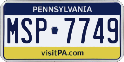 PA license plate MSP7749