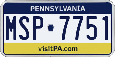 PA license plate MSP7751