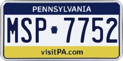 PA license plate MSP7752
