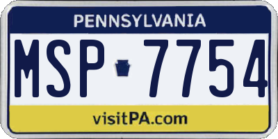 PA license plate MSP7754