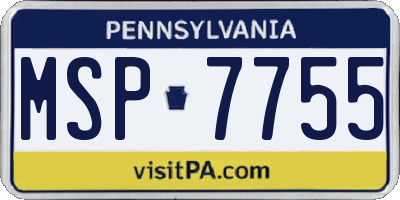 PA license plate MSP7755