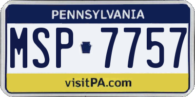PA license plate MSP7757
