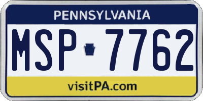 PA license plate MSP7762