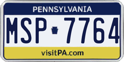 PA license plate MSP7764