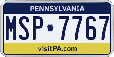PA license plate MSP7767