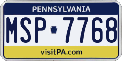 PA license plate MSP7768