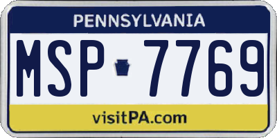 PA license plate MSP7769