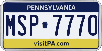 PA license plate MSP7770