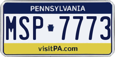PA license plate MSP7773
