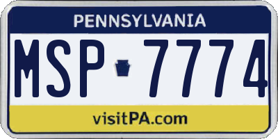 PA license plate MSP7774