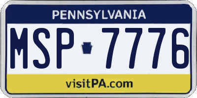 PA license plate MSP7776