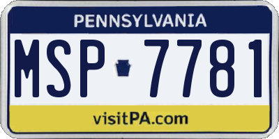 PA license plate MSP7781