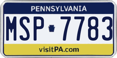 PA license plate MSP7783