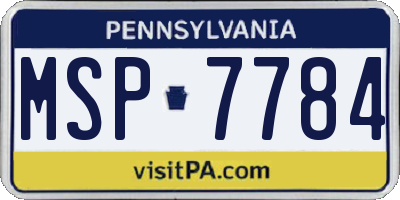 PA license plate MSP7784