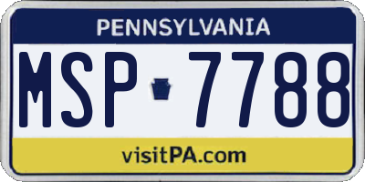 PA license plate MSP7788