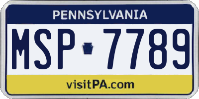 PA license plate MSP7789