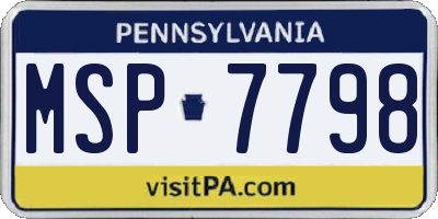 PA license plate MSP7798