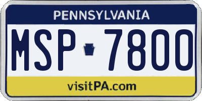 PA license plate MSP7800