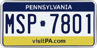 PA license plate MSP7801
