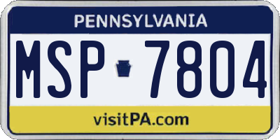 PA license plate MSP7804