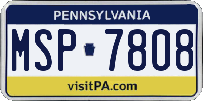 PA license plate MSP7808