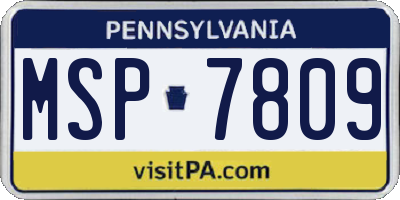 PA license plate MSP7809