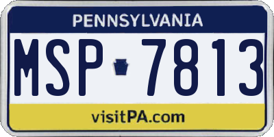 PA license plate MSP7813