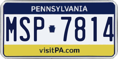PA license plate MSP7814