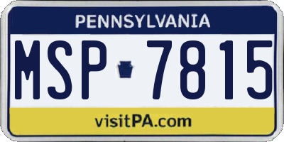 PA license plate MSP7815