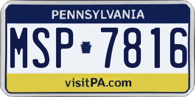 PA license plate MSP7816