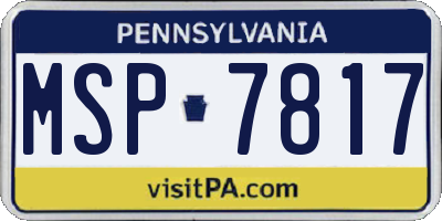 PA license plate MSP7817