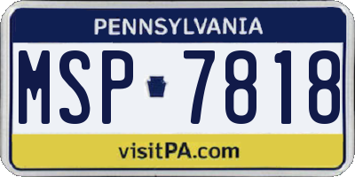 PA license plate MSP7818