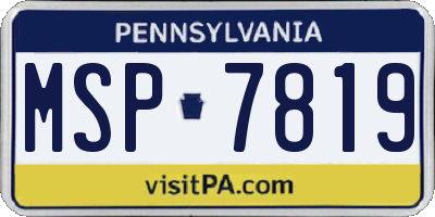 PA license plate MSP7819