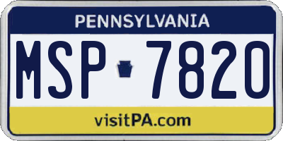 PA license plate MSP7820