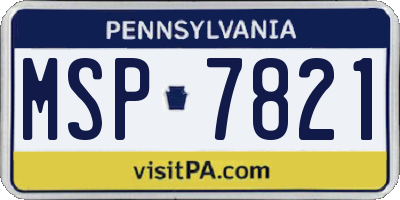 PA license plate MSP7821