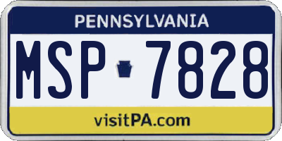 PA license plate MSP7828