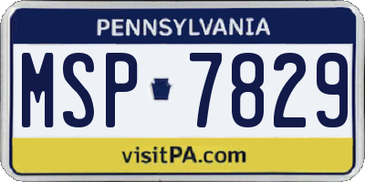 PA license plate MSP7829