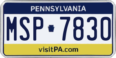 PA license plate MSP7830