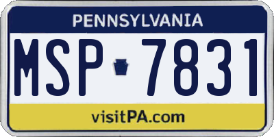 PA license plate MSP7831