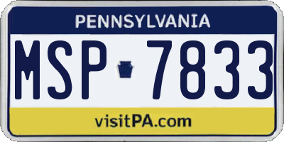 PA license plate MSP7833
