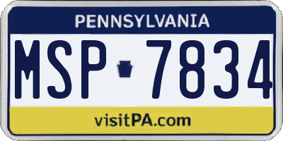 PA license plate MSP7834