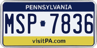PA license plate MSP7836