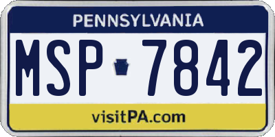 PA license plate MSP7842