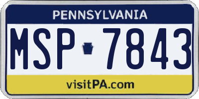 PA license plate MSP7843