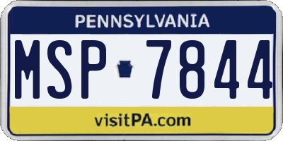 PA license plate MSP7844