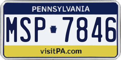 PA license plate MSP7846