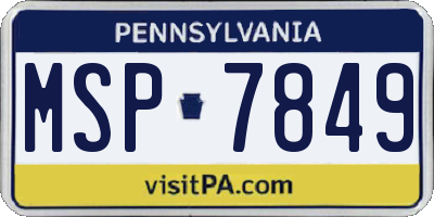 PA license plate MSP7849