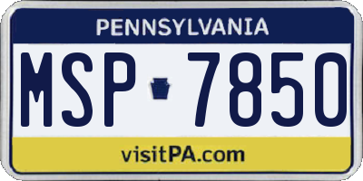 PA license plate MSP7850