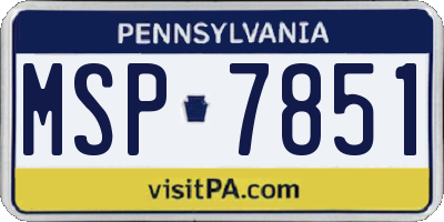PA license plate MSP7851