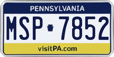 PA license plate MSP7852